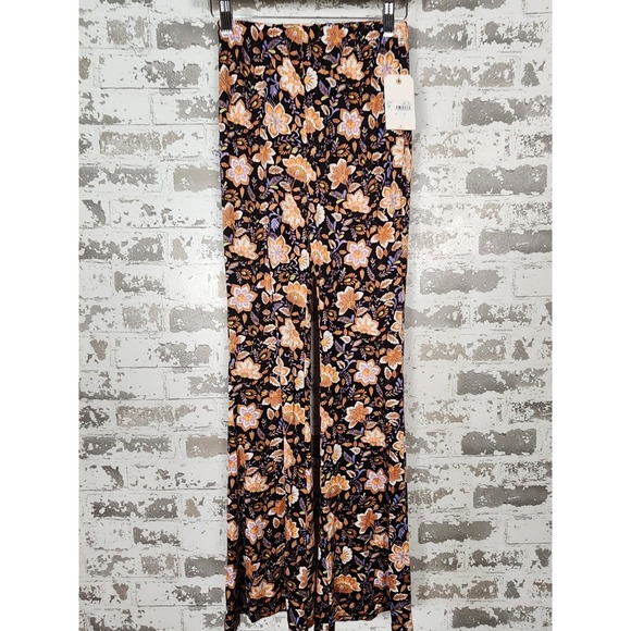 Billabong Sundown Women Pants Size S 8 Boho Floral Print Casual Relaxed Wide Leg - Picture 1 of 16